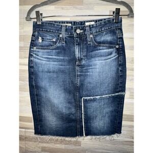 AG Skirt Tight Pencil Mini Denim Cut Off Slit Solid 24 The Erin   a30bf926df #L